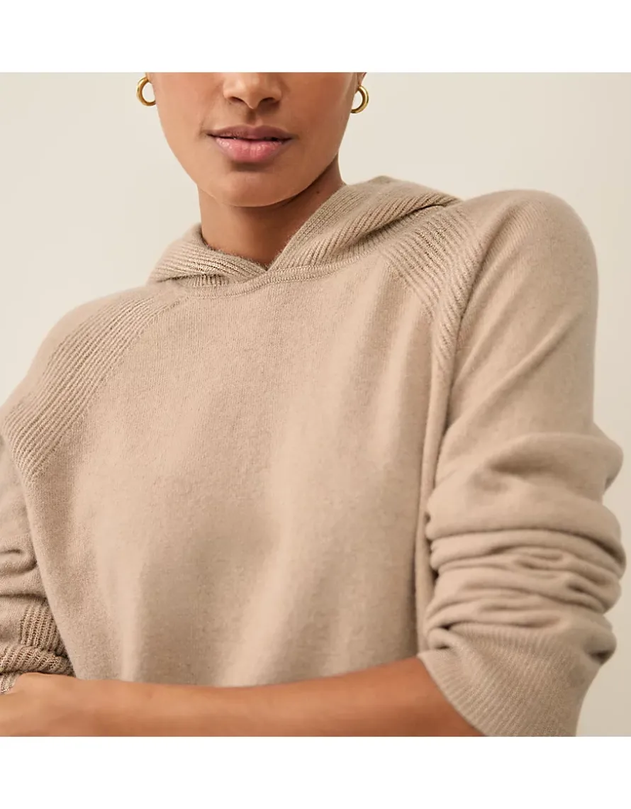 Cashmere Ribbed Detail Hoodie
