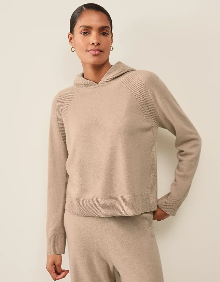 Cashmere Ribbed Detail Hoodie