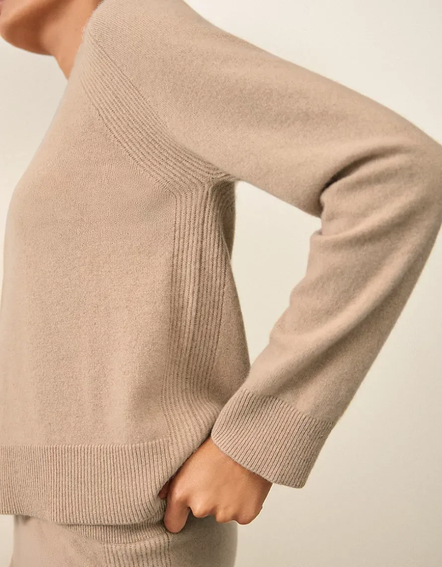 Cashmere Ribbed Detail Hoodie