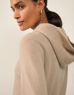Cashmere Ribbed Detail Hoodie