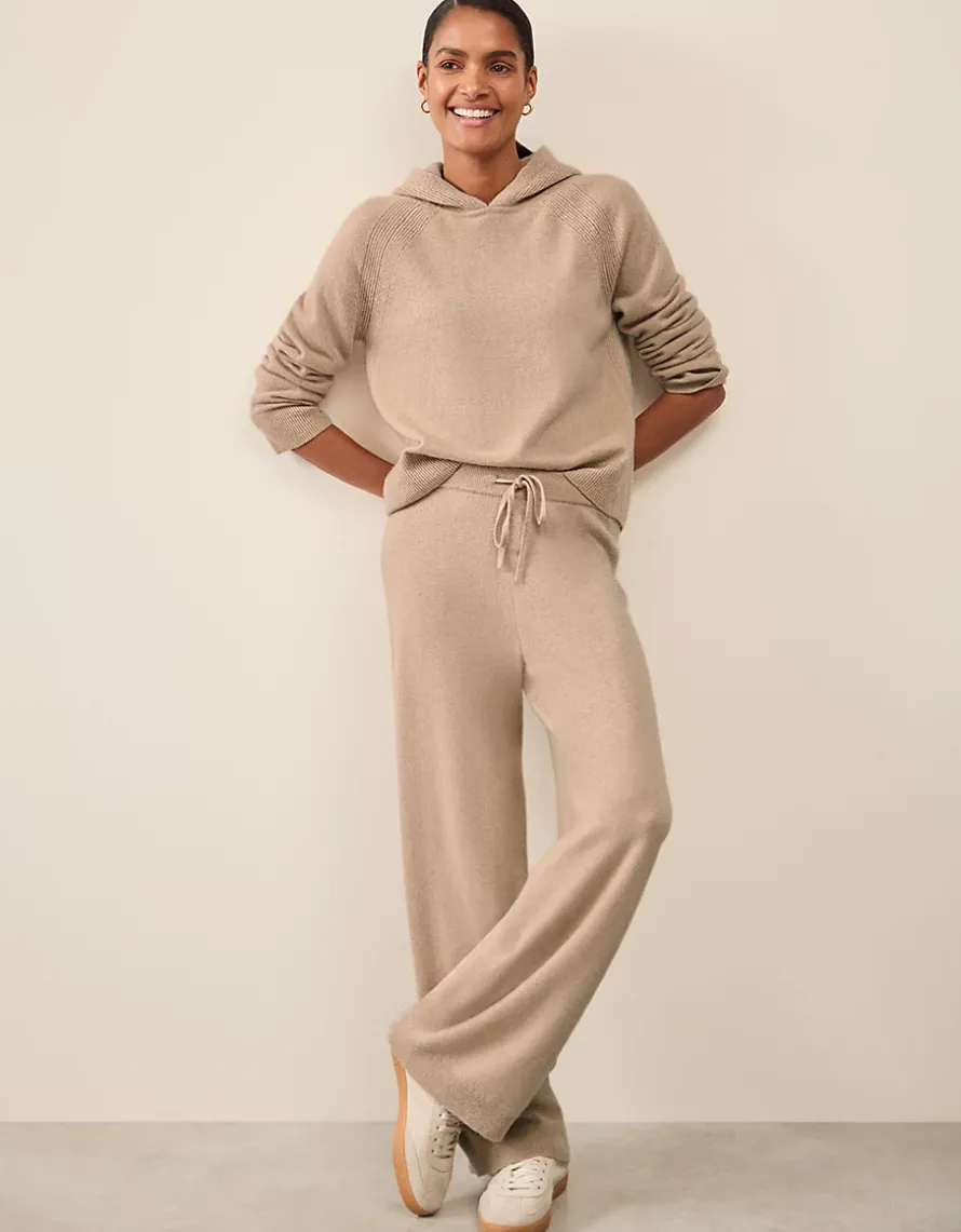 Cashmere Ribbed Detail Hoodie