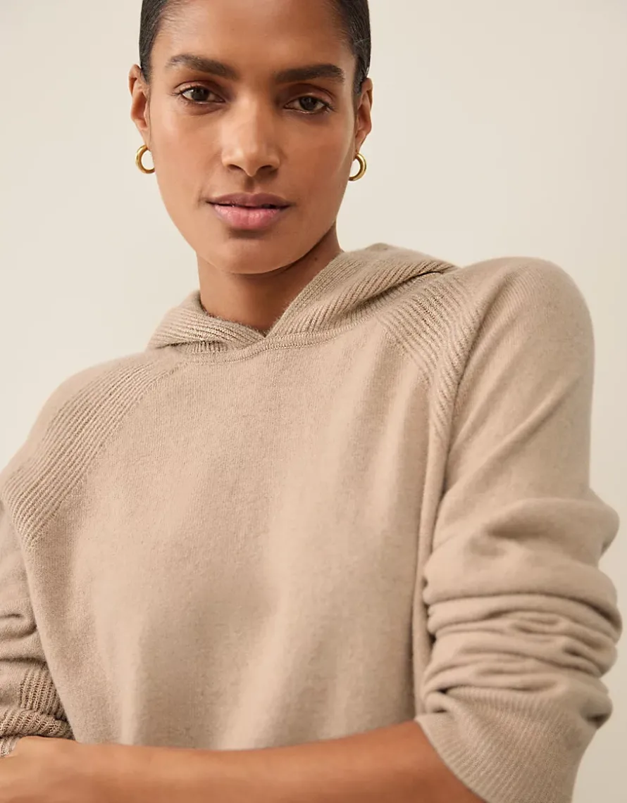 Cashmere Ribbed Detail Hoodie