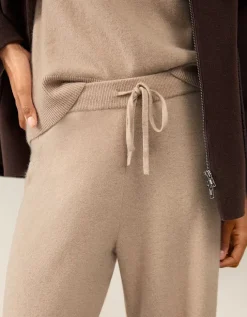 Cashmere Ribbed Detail Wide Leg Joggers