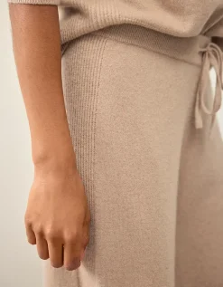 Cashmere Ribbed Detail Wide Leg Joggers