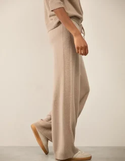 Cashmere Ribbed Detail Wide Leg Joggers