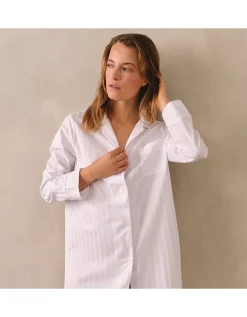Classic Cotton Sateen Stripe Nightshirt