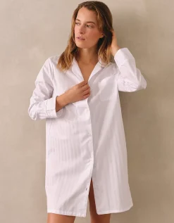 Classic Cotton Sateen Stripe Nightshirt