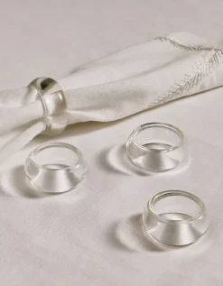 Clear Glass Napkin Rings – Set of 4