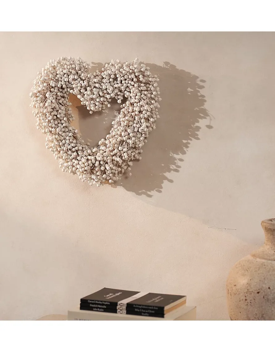 27cm Heart Dried Linum Wreath
