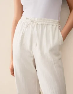 Cotton Herringbone Tapered Trousers