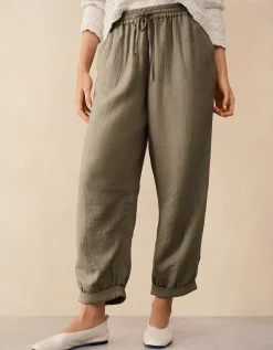 Cotton Herringbone Tapered Trousers