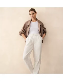 Cotton Herringbone Tapered Trousers