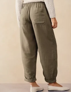 Cotton Herringbone Tapered Trousers