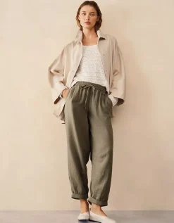 Cotton Herringbone Tapered Trousers