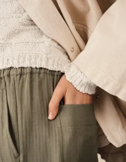 Cotton Herringbone Tapered Trousers