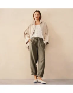 Cotton Herringbone Tapered Trousers