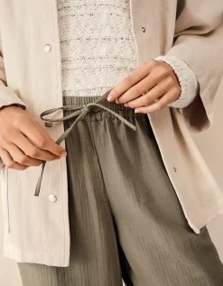 Cotton Herringbone Tapered Trousers