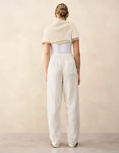 Cotton Herringbone Tapered Trousers