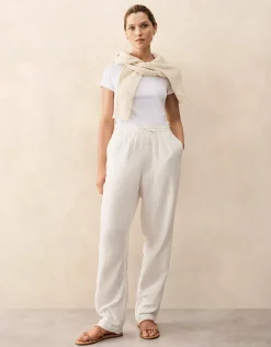 Cotton Herringbone Tapered Trousers