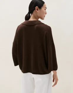 Cotton Linen Open Collar Knitted Top