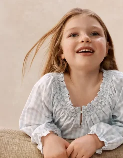 Cotton Relaxed Fit Poplin Mini Gingham Hand Smocked Pyjamas (2–12yrs)