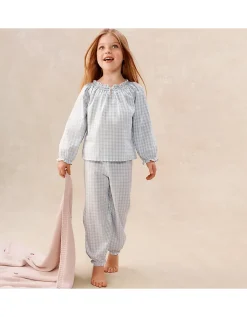 Cotton Relaxed Fit Poplin Mini Gingham Hand Smocked Pyjamas (2–12yrs)