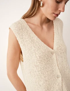 Cotton Rich Button Through Knitted Tank