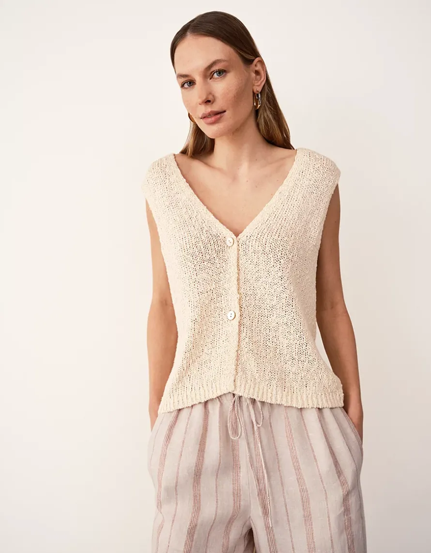 Cotton Rich Button Through Knitted Tank