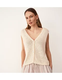 Cotton Rich Button Through Knitted Tank