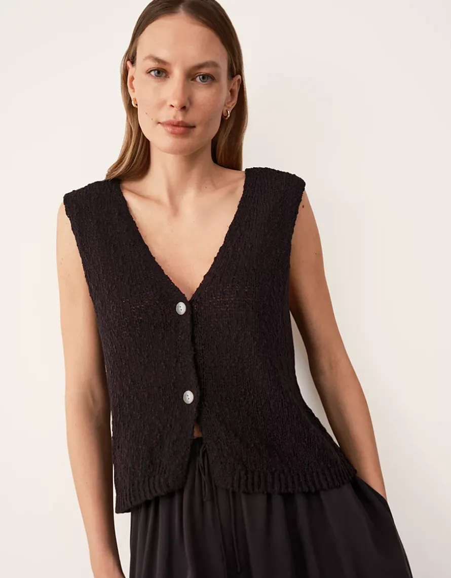 Cotton Rich Button Through Knitted Tank