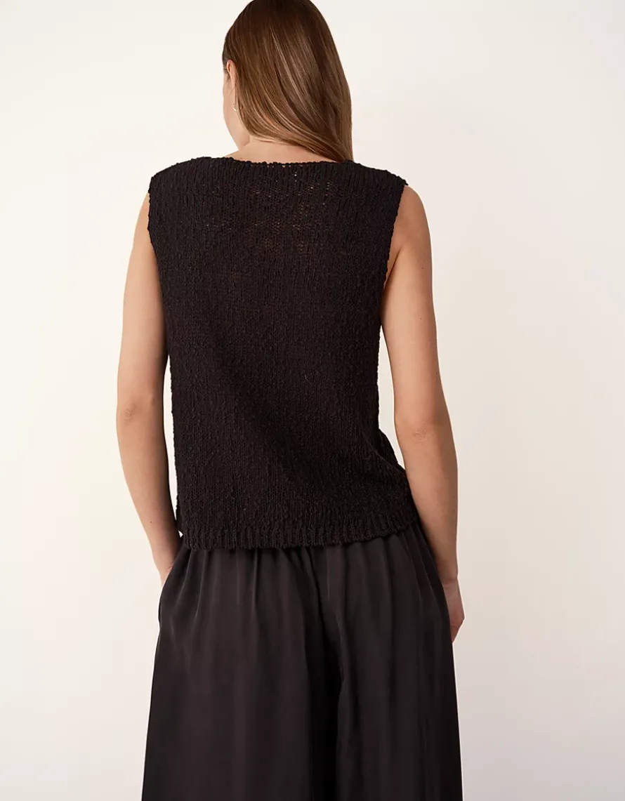 Cotton Rich Button Through Knitted Tank