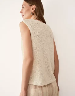 Cotton Rich Button Through Knitted Tank