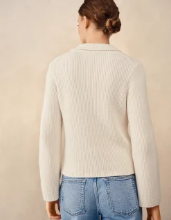 Cotton Rich Cropped Ribbed Cardigan