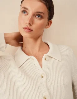 Cotton Rich Cropped Ribbed Cardigan