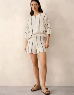 Cotton Rich Stripe Boucle Knitted Shorts