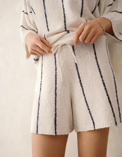 Cotton Rich Stripe Boucle Knitted Shorts