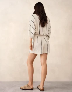 Cotton Rich Stripe Boucle Knitted Shorts