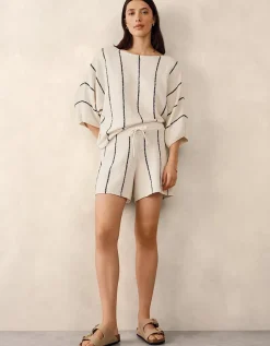 Cotton Rich Stripe Bouclé Knitted T-shirt