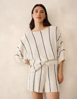 Cotton Rich Stripe Bouclé Knitted T-shirt