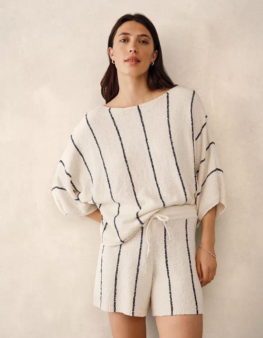 Cotton Rich Stripe Bouclé Knitted T-shirt