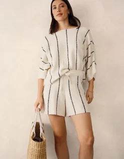 Cotton Rich Stripe Bouclé Knitted T-shirt