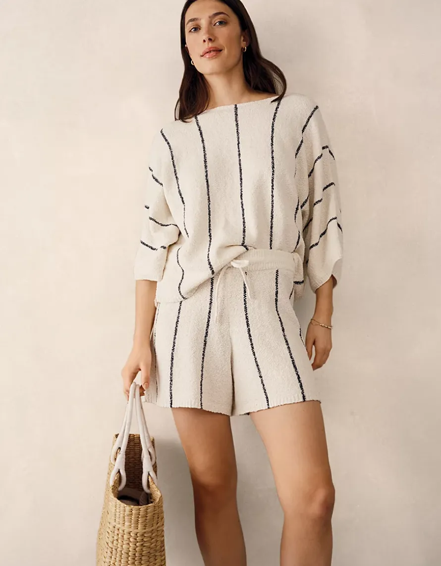 Cotton Rich Stripe Bouclé Knitted T-shirt