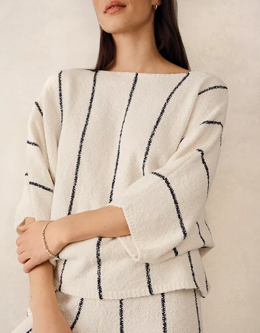 Cotton Rich Stripe Bouclé Knitted T-shirt