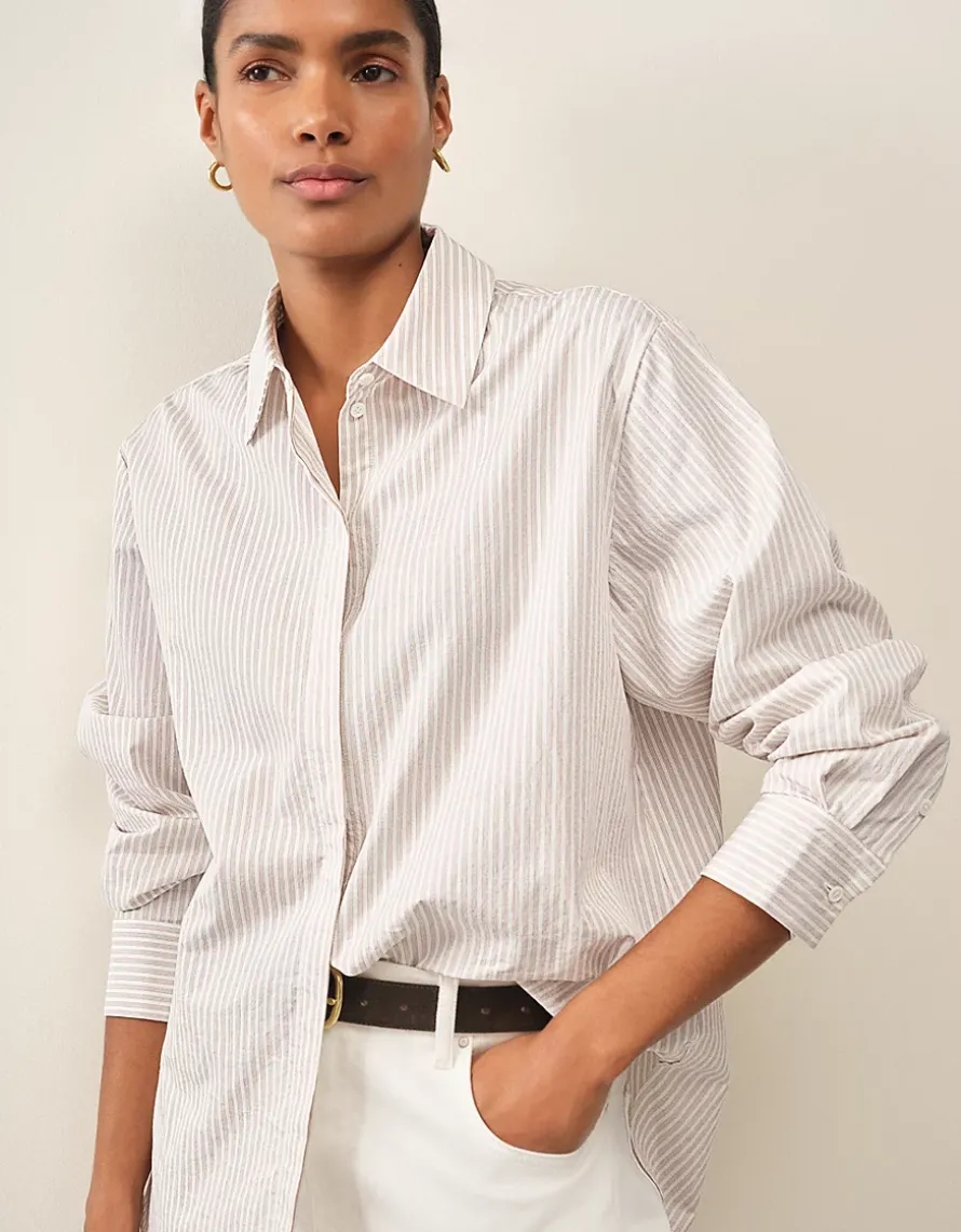 Cotton Stripe Boyfriend Shirt