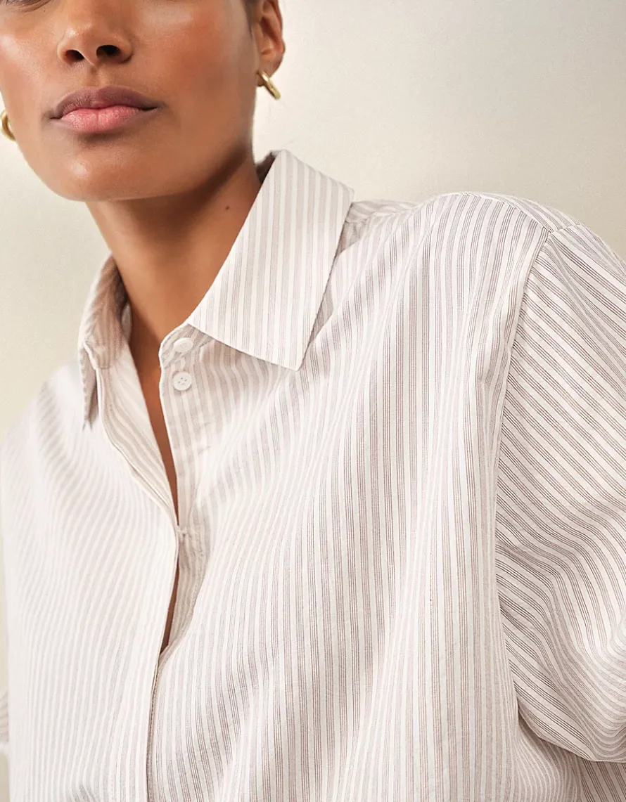 Cotton Stripe Boyfriend Shirt