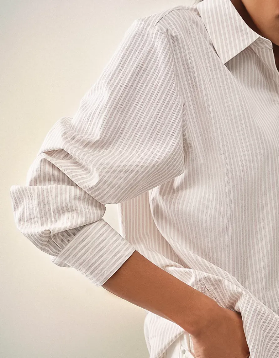 Cotton Stripe Boyfriend Shirt