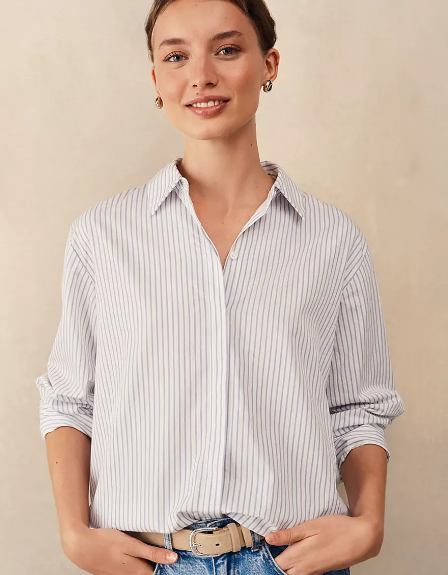 Cotton Stripe Boyfriend Shirt