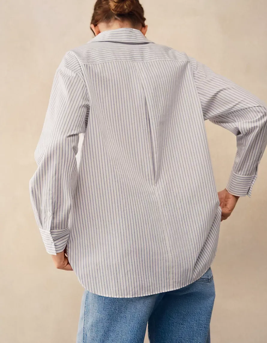 Cotton Stripe Boyfriend Shirt