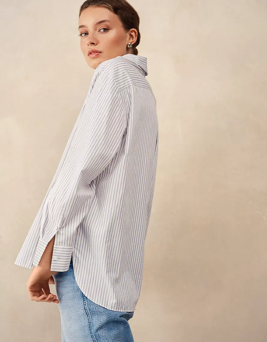 Cotton Stripe Boyfriend Shirt