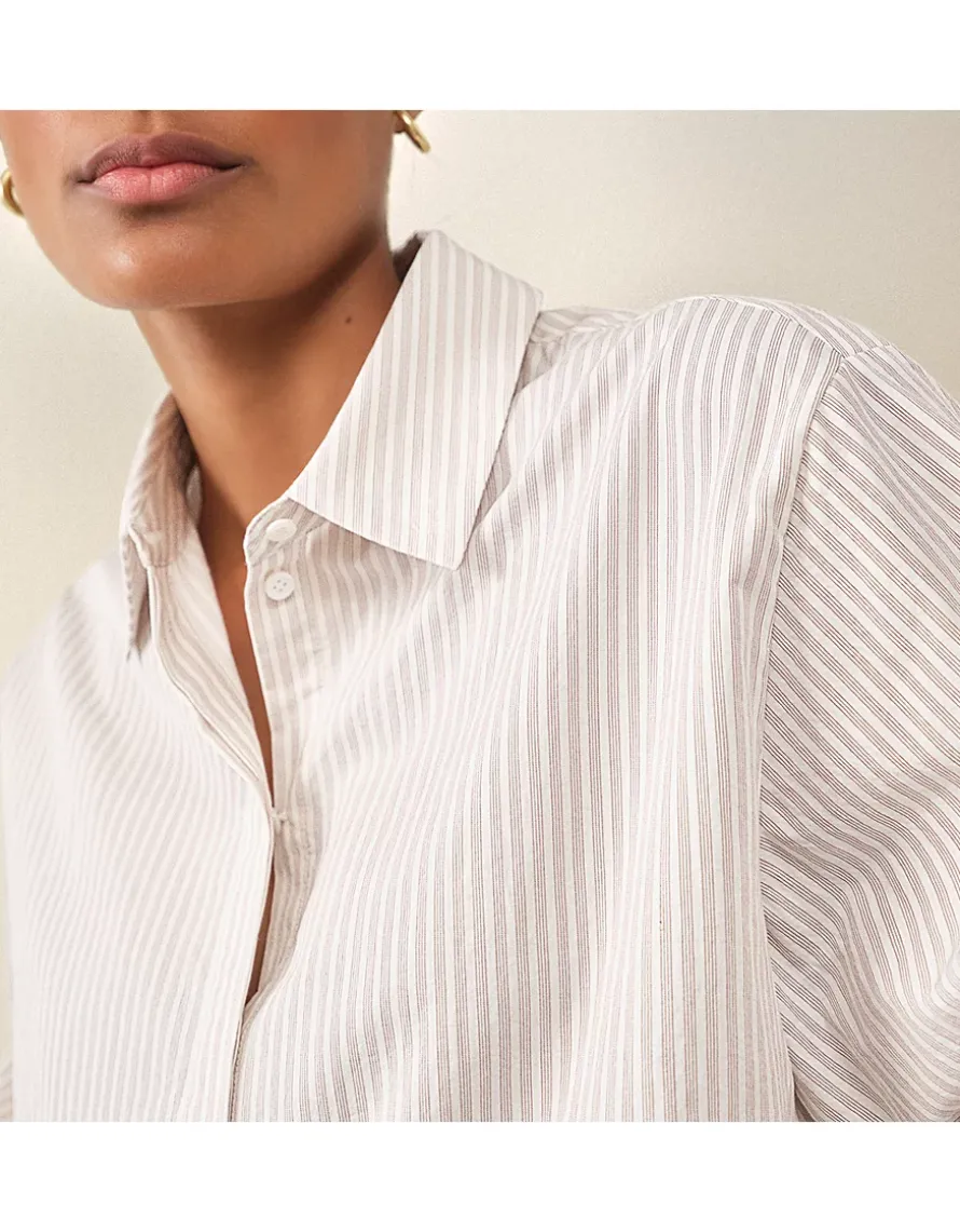 Cotton Stripe Boyfriend Shirt